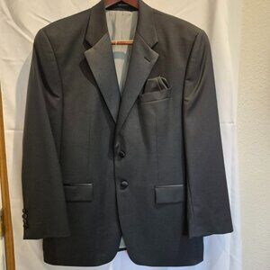 Calvin Klein Black Wool Tuxedo Pants, Jacket & Suspenders